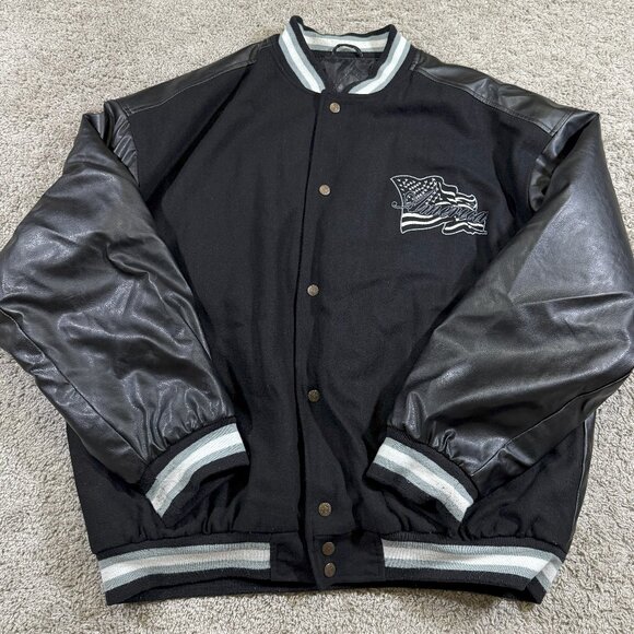 Vtg Steve & Barrys Hip Hop Embroidered America Pleather Varsity Club Jacket XL - Picture 1 of 7
